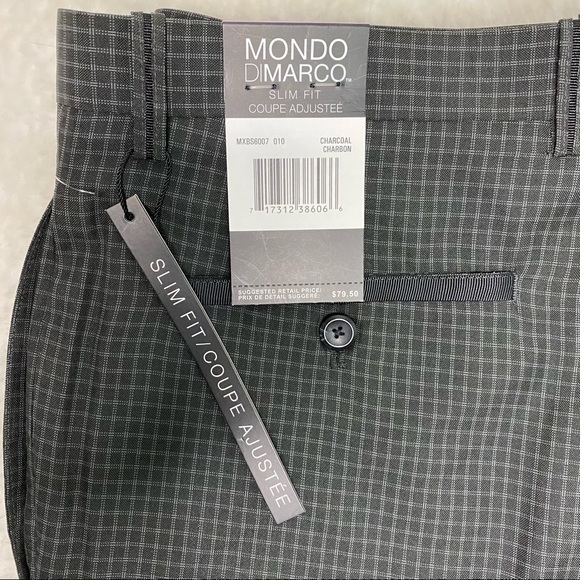 NEW Mondo Di Marco Black Slim Fit Mens Dress Pants - Picture 7 of 12
